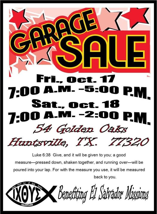 Garage Sale Fundraiser for El Salvador Missions